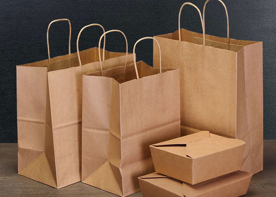Logo Niestandardowa torba papierowa Kraft 80g 100g 130g 170g Torba na jedzenie na wynos Degradowalna