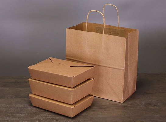 Logo Niestandardowa torba papierowa Kraft 80g 100g 130g 170g Torba na jedzenie na wynos Degradowalna