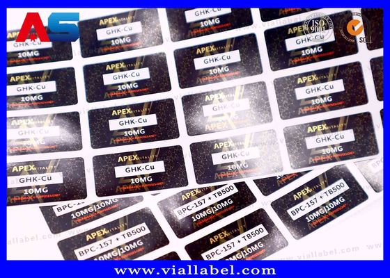 Peptide Small Bottle Label Printing , 3ml Ghk-Cu Labels Printing Foil Aluminum Metallic Colors
