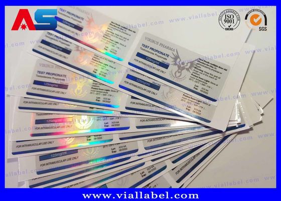 Holograficzne etykiety na fiolkach 10 ml Peptydy do wstrzykiwań Etykiety na fiolkach z receptą Drukowanie 4C w pełnym kolorze 60 x 25 mm