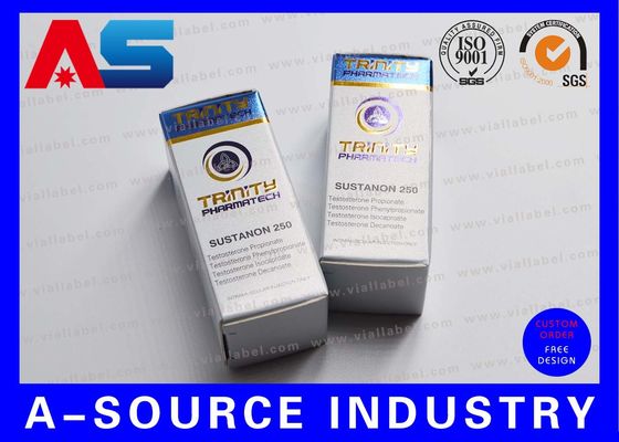Niebieska folia Metalic Embossed Glass Vial Schowek Paper Box 10ml Bottle With Trinity Pharmatech Design